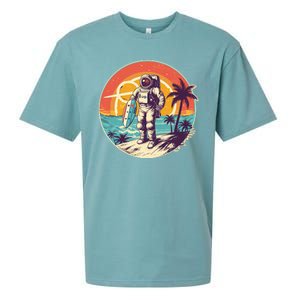 Funny Summer Time Surfing Astronaut Sueded Cloud Jersey T-Shirt