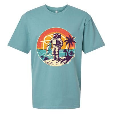 Funny Summer Time Surfing Astronaut Sueded Cloud Jersey T-Shirt
