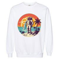 Funny Summer Time Surfing Astronaut Garment-Dyed Sweatshirt