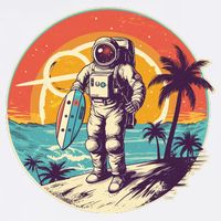 Funny Summer Time Surfing Astronaut Garment-Dyed Sweatshirt