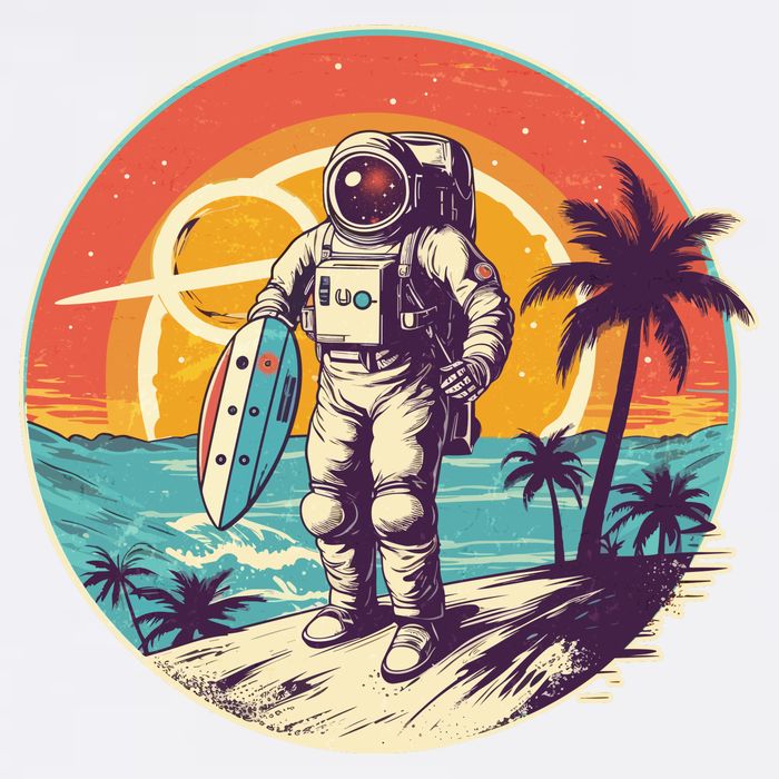 Funny Summer Time Surfing Astronaut Garment-Dyed Sweatshirt