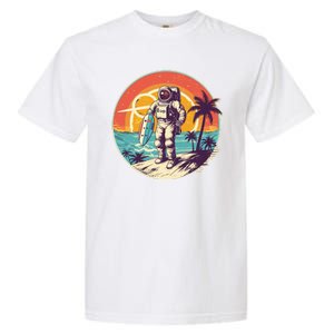 Funny Summer Time Surfing Astronaut Garment-Dyed Heavyweight T-Shirt