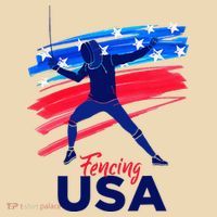 Fencing Support The Team Fencing Player Usa Flag Drawstring Bag