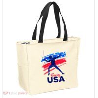 Fencing Support The Team Fencing Player Usa Flag Zip Tote Bag