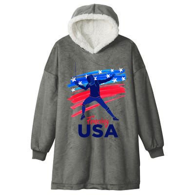 Fencing Support The Team Fencing Player Usa Flag Hooded Wearable Blanket