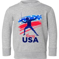 Fencing Support The Team Fencing Player Usa Flag Toddler Sweatshirt