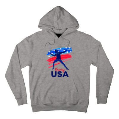 Fencing Support The Team Fencing Player Usa Flag Tall Hoodie