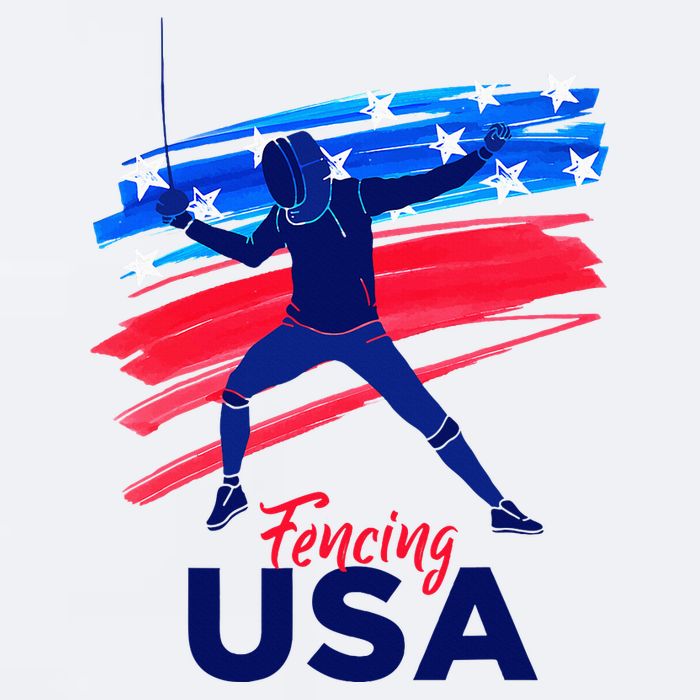 Fencing Support The Team Fencing Player Usa Flag Sueded Cloud Jersey T-Shirt