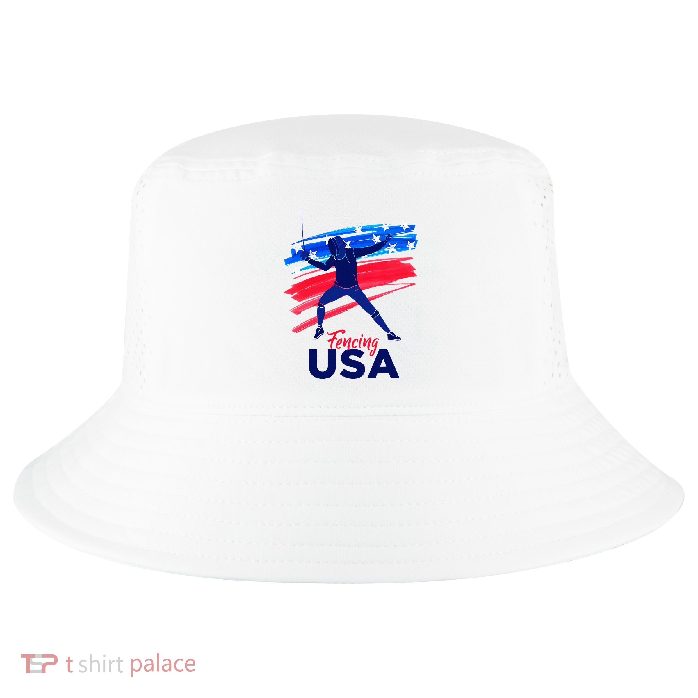 Fencing Support The Team Fencing Player Usa Flag Cool Comfort Performance Bucket Hat