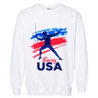 Fencing Support The Team Fencing Player Usa Flag Garment-Dyed Sweatshirt