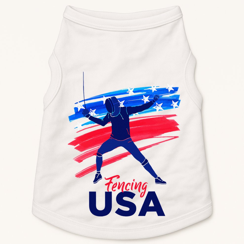 Fencing Support The Team Fencing Player Usa Flag Doggie Tank