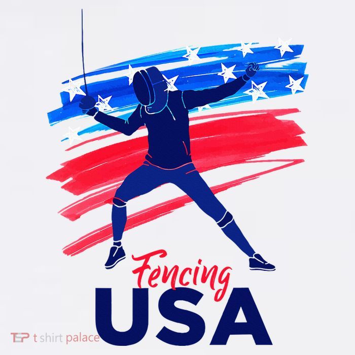 Fencing Support The Team Fencing Player Usa Flag Performance Shirt