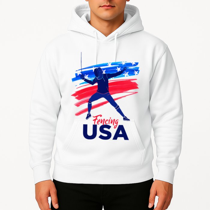 Fencing Support The Team Fencing Player Usa Flag Hoodie