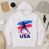 Fencing Support The Team Fencing Player Usa Flag Hoodie