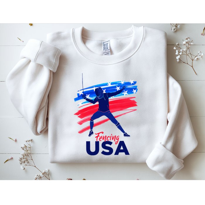 Fencing Support The Team Fencing Player Usa Flag Sweatshirt