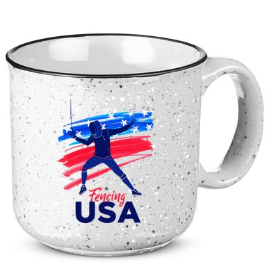 Fencing Support The Team Fencing Player Usa Flag 15oz Campfire Ceramic Mug