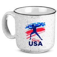 Fencing Support The Team Fencing Player Usa Flag 15oz Campfire Ceramic Mug