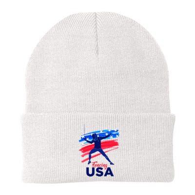 Fencing Support The Team Fencing Player Usa Flag Beanie