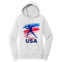 Fencing Support The Team Fencing Player Usa Flag Women's Pullover Hoodie