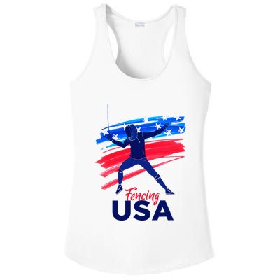 Fencing Support The Team Fencing Player Usa Flag Ladies PosiCharge Competitor Racerback Tank