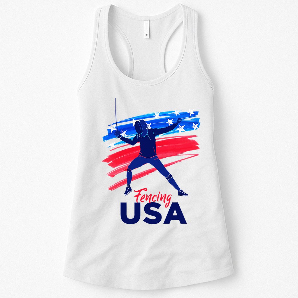 Fencing Support The Team Fencing Player Usa Flag Womens Tank Top