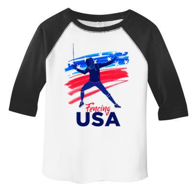 Fencing Support The Team Fencing Player Usa Flag Toddler Fine Jersey T-Shirt