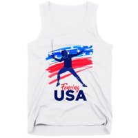 Fencing Support The Team Fencing Player Usa Flag Tank Top