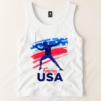 Fencing Support The Team Fencing Player Usa Flag Tank Top