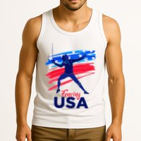 Fencing Support The Team Fencing Player Usa Flag Tank Top