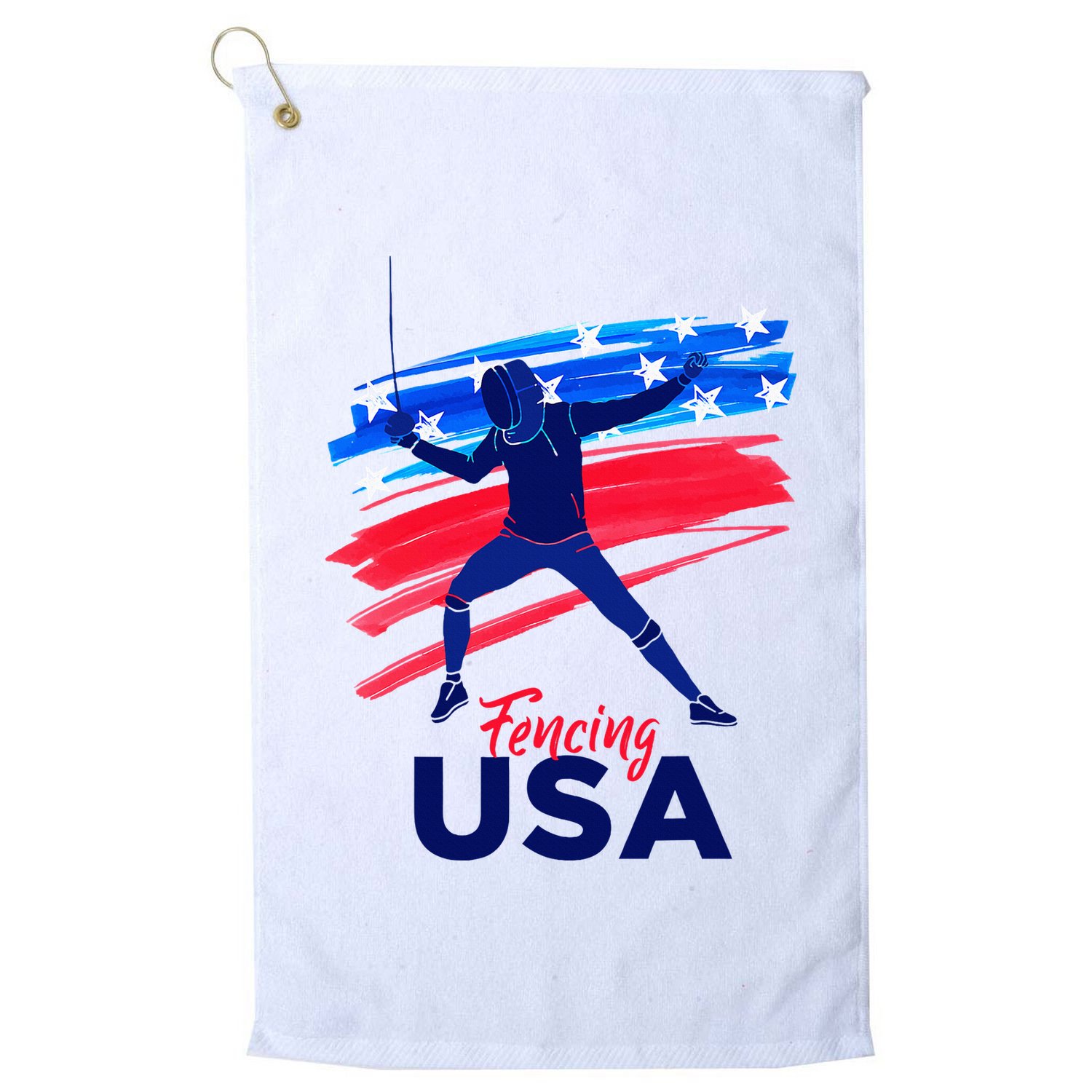Fencing Support The Team Fencing Player Usa Flag Golf Towel