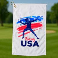 Fencing Support The Team Fencing Player Usa Flag Golf Towel