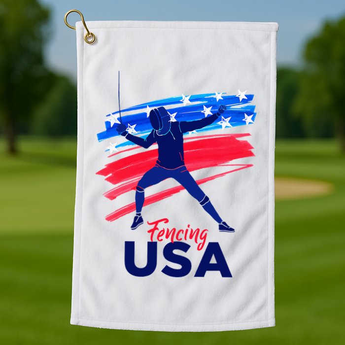 Fencing Support The Team Fencing Player Usa Flag Golf Towel