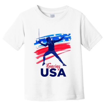 Fencing Support The Team Fencing Player Usa Flag Toddler T-Shirt