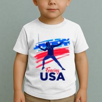 Fencing Support The Team Fencing Player Usa Flag Toddler T-Shirt