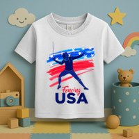 Fencing Support The Team Fencing Player Usa Flag Toddler T-Shirt