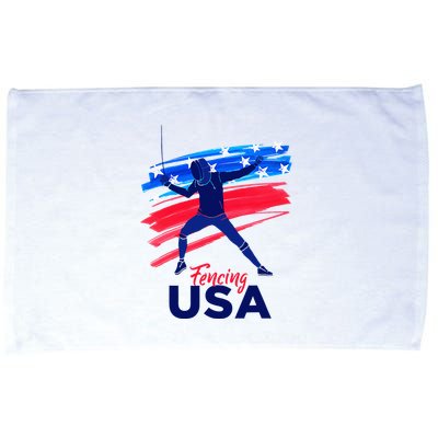 Fencing Support The Team Fencing Player Usa Flag Microfiber Hand Towel