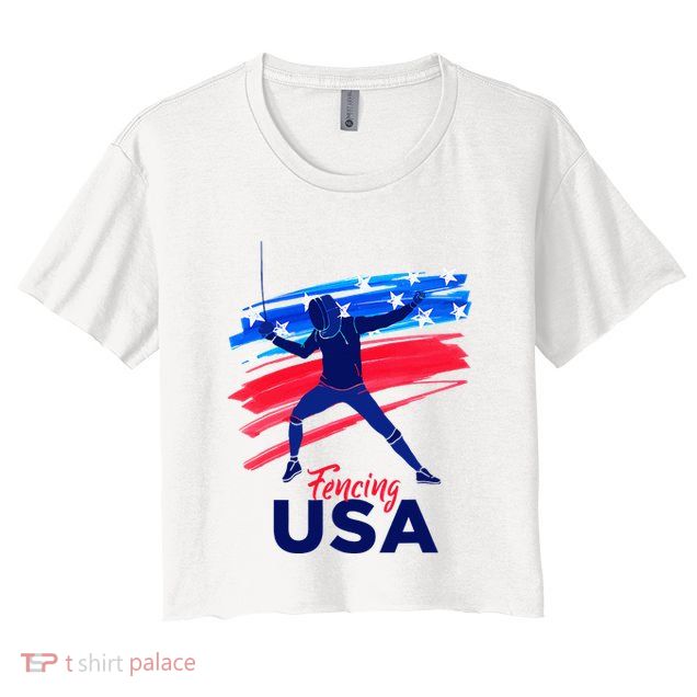 Fencing Support The Team Fencing Player Usa Flag Crop Top