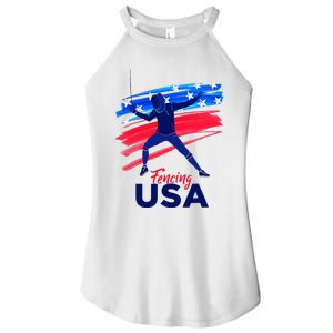 Fencing Support The Team Fencing Player Usa Flag Women's Perfect Tri Rocker Tank