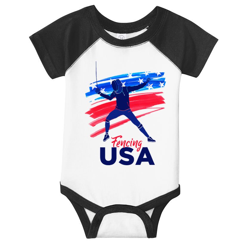 Fencing Support The Team Fencing Player Usa Flag Infant Baby Jersey Bodysuit