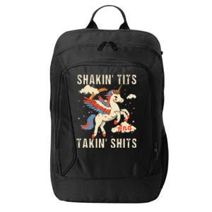 Funny Shakin Tits And Takin Shits Retro Unicorn Sarcasm City Backpack