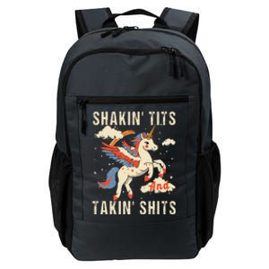 Funny Shakin Tits And Takin Shits Retro Unicorn Sarcasm Daily Commute Backpack