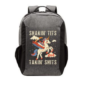 Funny Shakin Tits And Takin Shits Retro Unicorn Sarcasm Vector Backpack