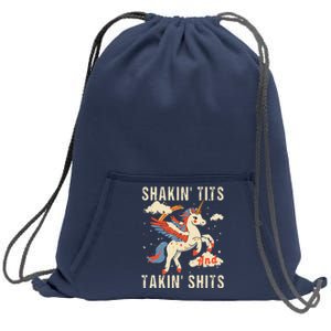 Funny Shakin Tits And Takin Shits Retro Unicorn Sarcasm Sweatshirt Cinch Pack Bag