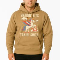 Funny Shakin Tits And Takin Shits Retro Unicorn Sarcasm Hoodie