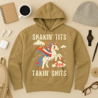 Funny Shakin Tits And Takin Shits Retro Unicorn Sarcasm Hoodie