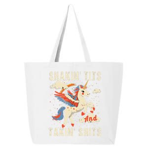 Funny Shakin Tits And Takin Shits Retro Unicorn Sarcasm 25L Jumbo Tote