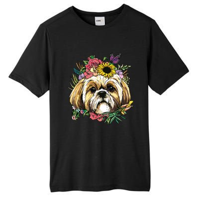 Floral Shih Tzu Dog Spring Nature Shih Tzu Lovers Tall Fusion ChromaSoft Performance T-Shirt