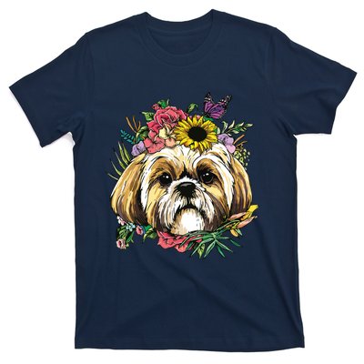 Floral Shih Tzu Dog Spring Nature Shih Tzu Lovers T-Shirt