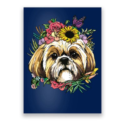 Floral Shih Tzu Dog Spring Nature Shih Tzu Lovers Poster