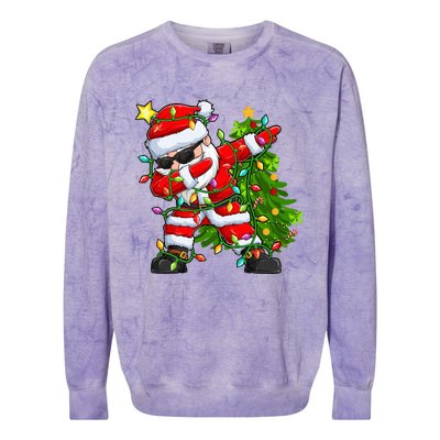 Festive Santa Tree Lights Unique Christmas Gifts Colorblast Crewneck Sweatshirt